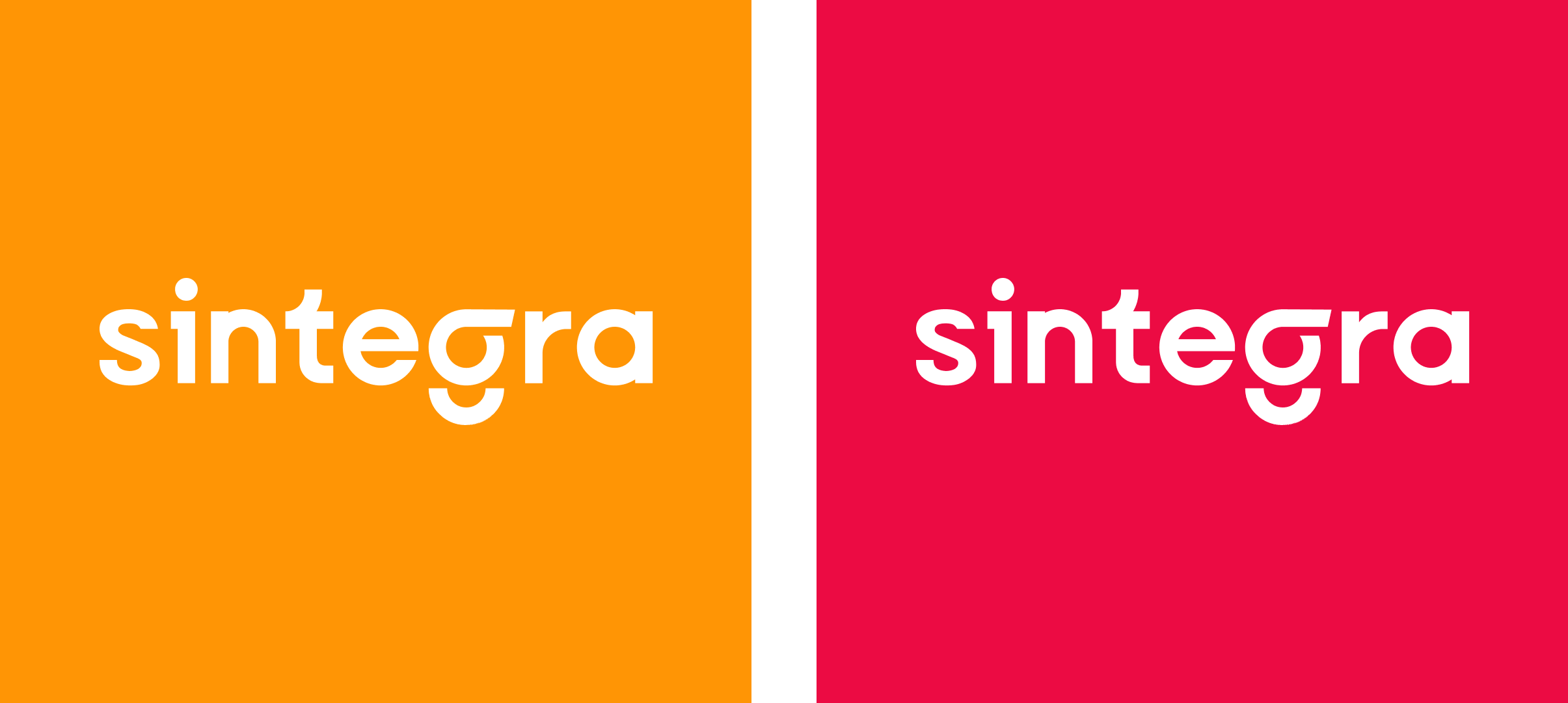 L'image présente le logo « sintegra » en blanc. À gauche, il est encadré par un fond orange et à droite, par un fond rouge. Un « g » stylisé avec un smiley intégré ajoute du charme, comme un clin d'œil ludique à l'esprit dynamique de Cartographie 3D de La Réunion.